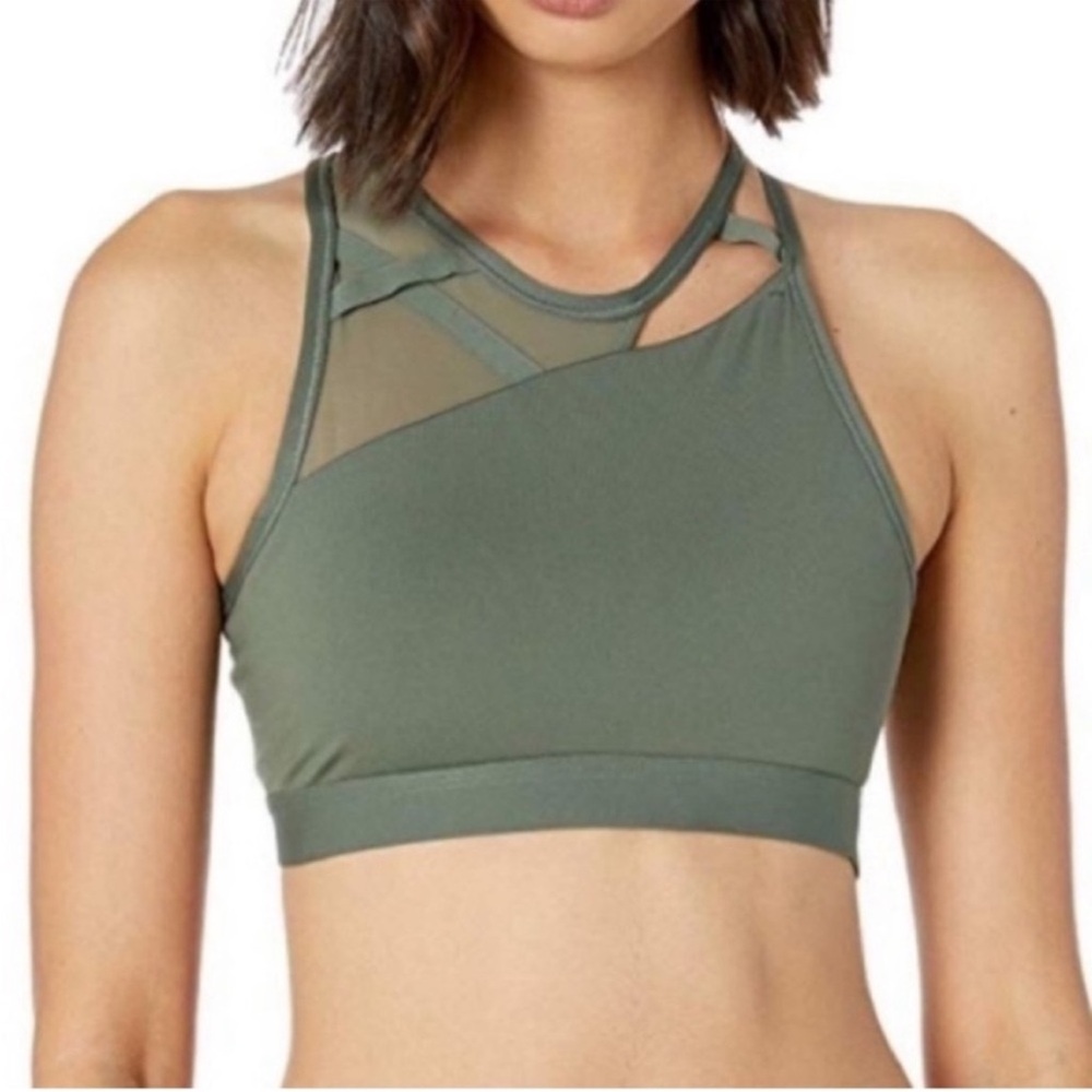 Nike Green Swoosh Rebel Splash Sports Bra